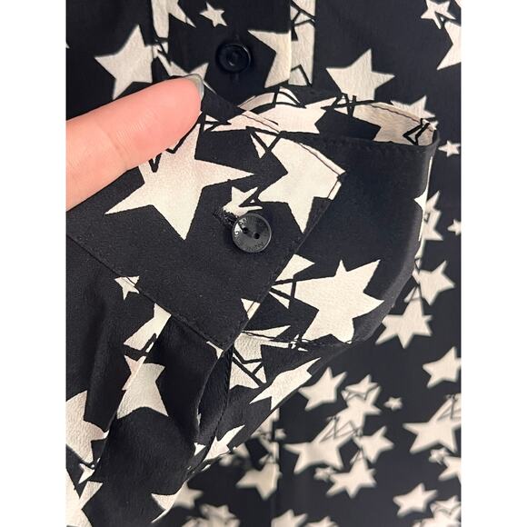 Anine Bing Stella Star Print Silk Button-Down Shirt Black/White Women's Size XS - Picture 6 of 10